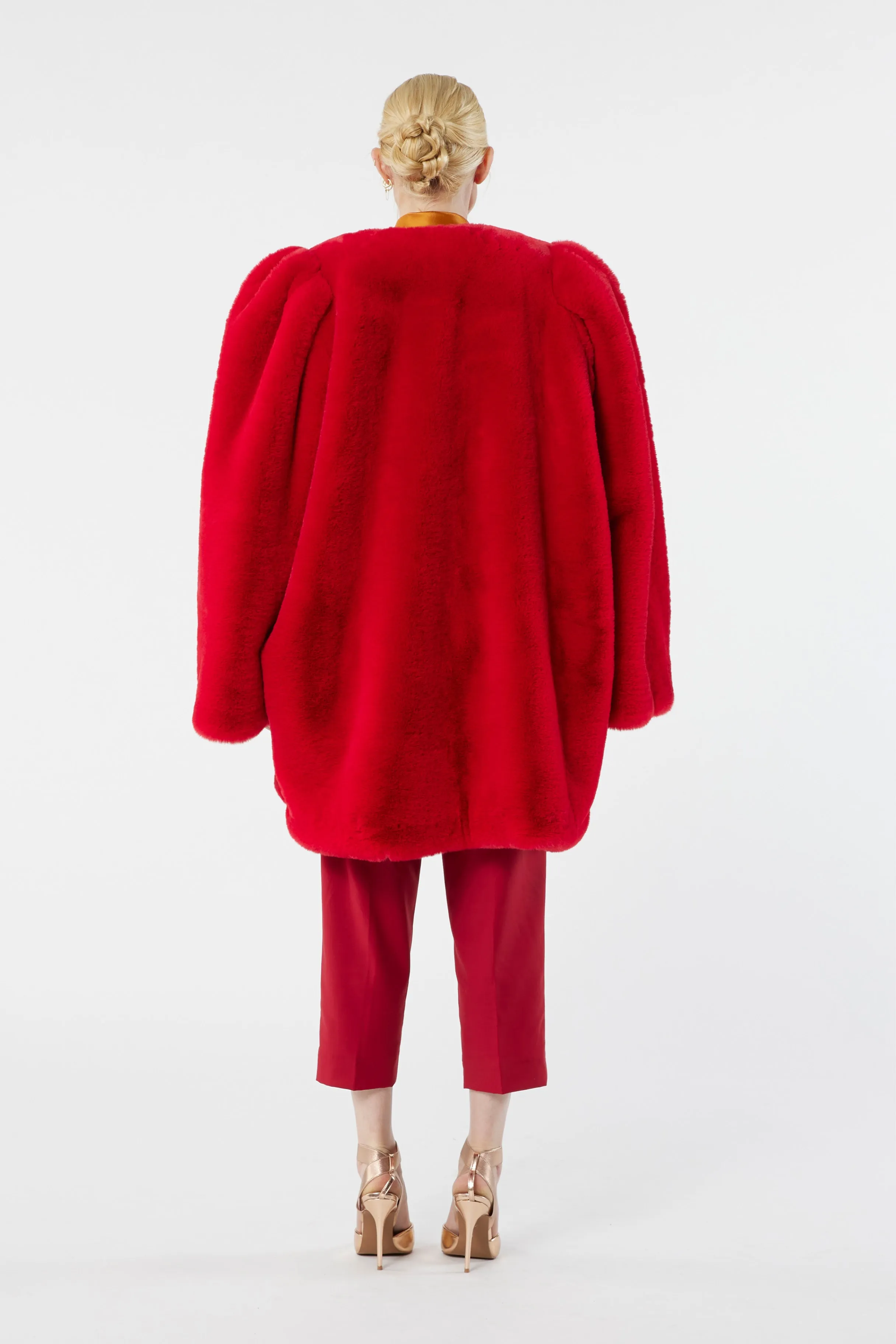 GATSBY red - faux fur coat