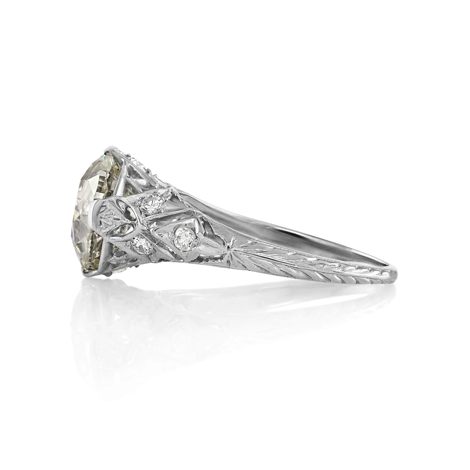 GIA Edwardian 4.45ctw OLD EUROPEAN Diamond Platinum Engagement Ring