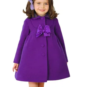 Girls Purple Velvet/Wool Blend Coat