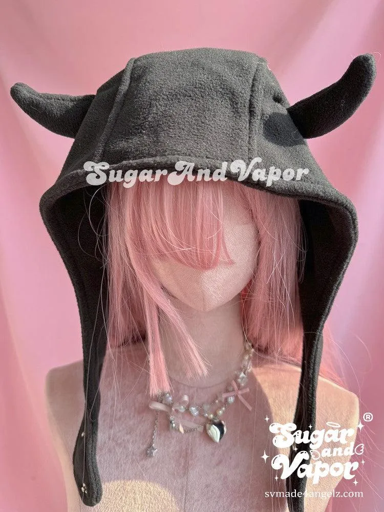 Grunge Cute Devil Horns Fleece Warm Hat