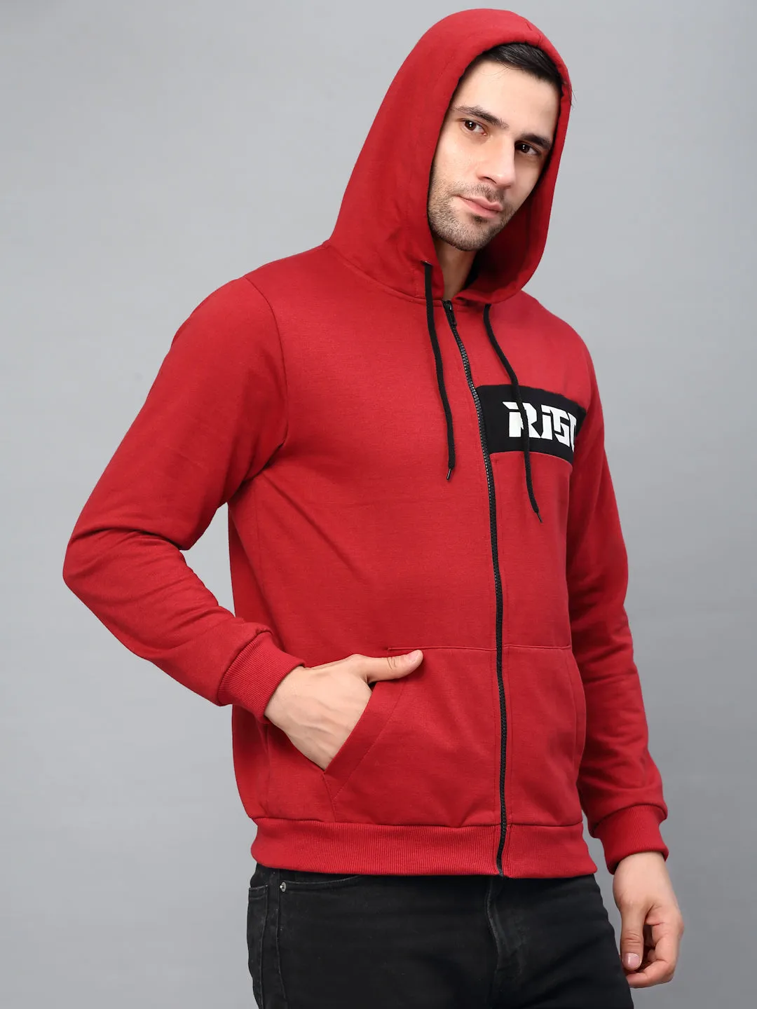 Hooded Printed Fleece Jacket