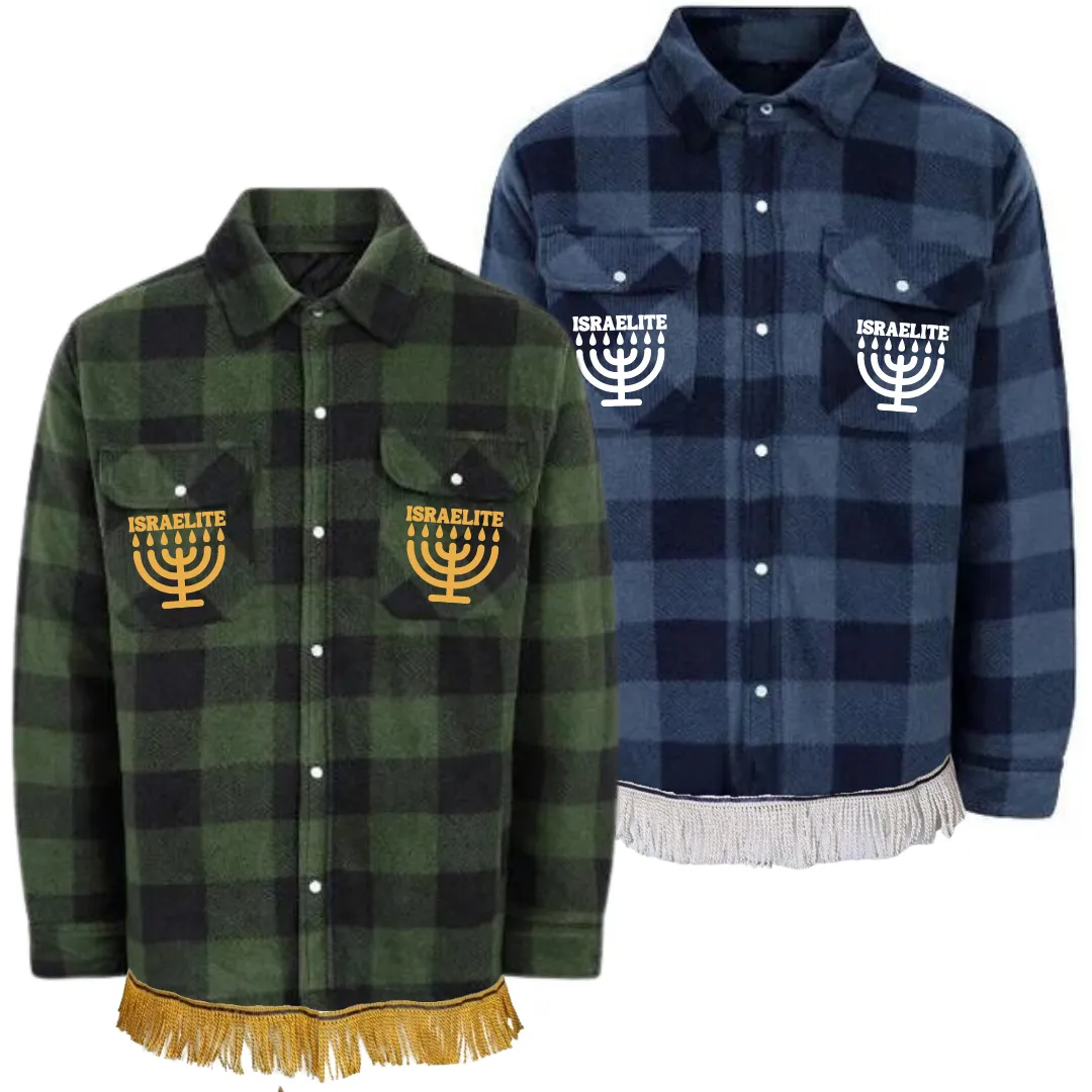 ISRAELITE Menorah Quilted Fleece Flannel Jacket