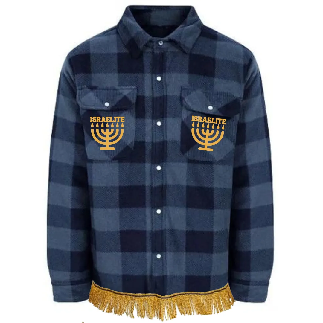 ISRAELITE Menorah Quilted Fleece Flannel Jacket