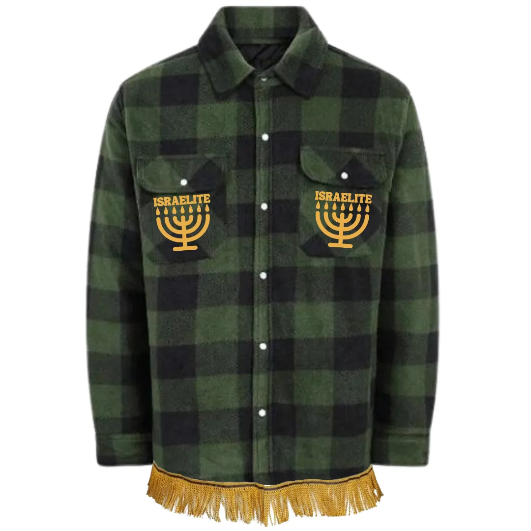 ISRAELITE Menorah Quilted Fleece Flannel Jacket