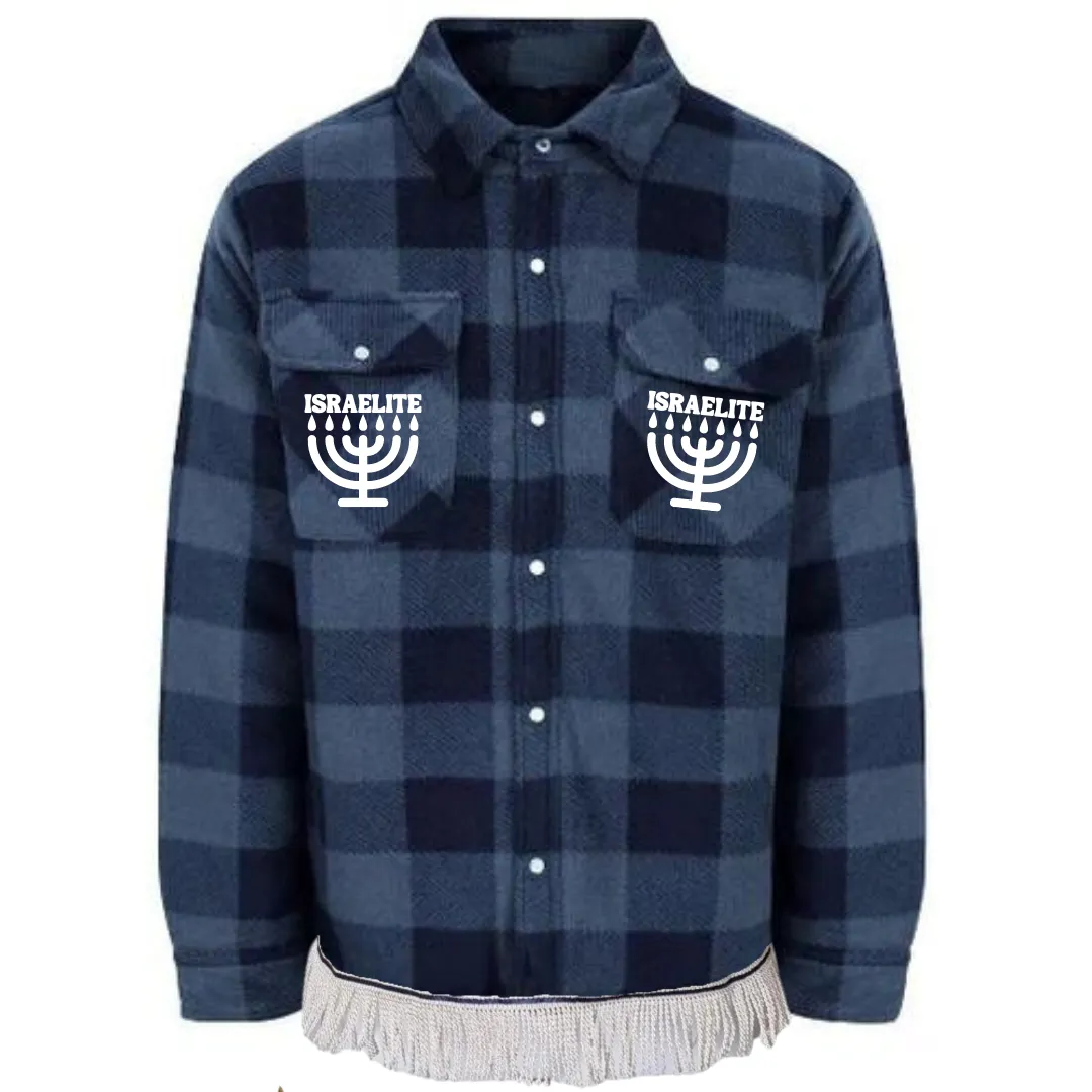 ISRAELITE Menorah Quilted Fleece Flannel Jacket