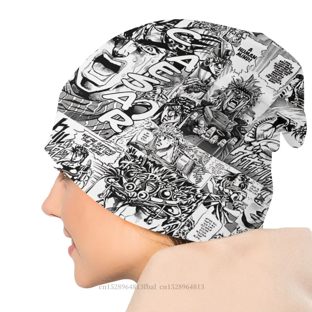 Jojo Bizzare adventure Manga Collage Bonnet Hats Autumn Spring Warm Cap Design Skullies Beanies