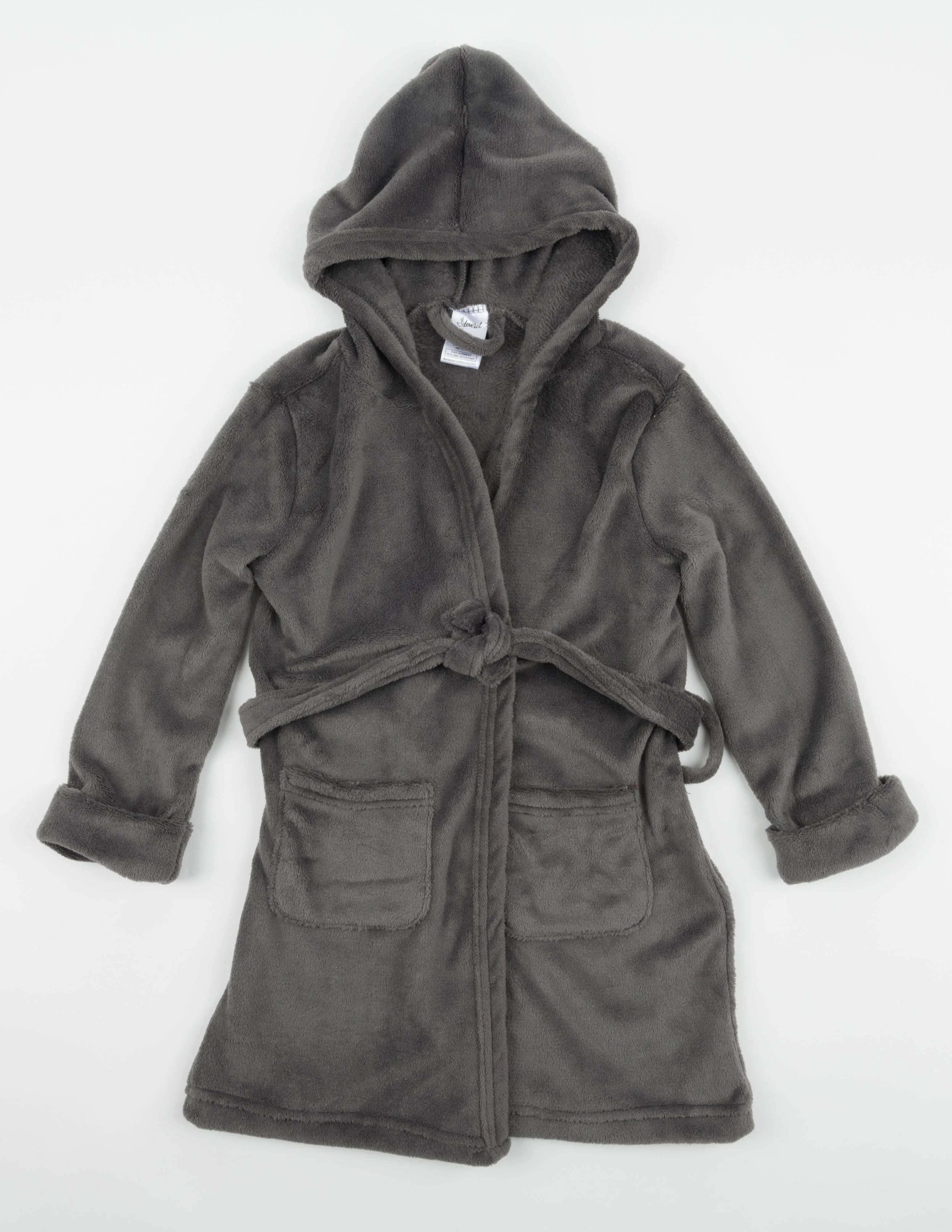 Kids Fleece Hooded Neutral Color Bathrobe