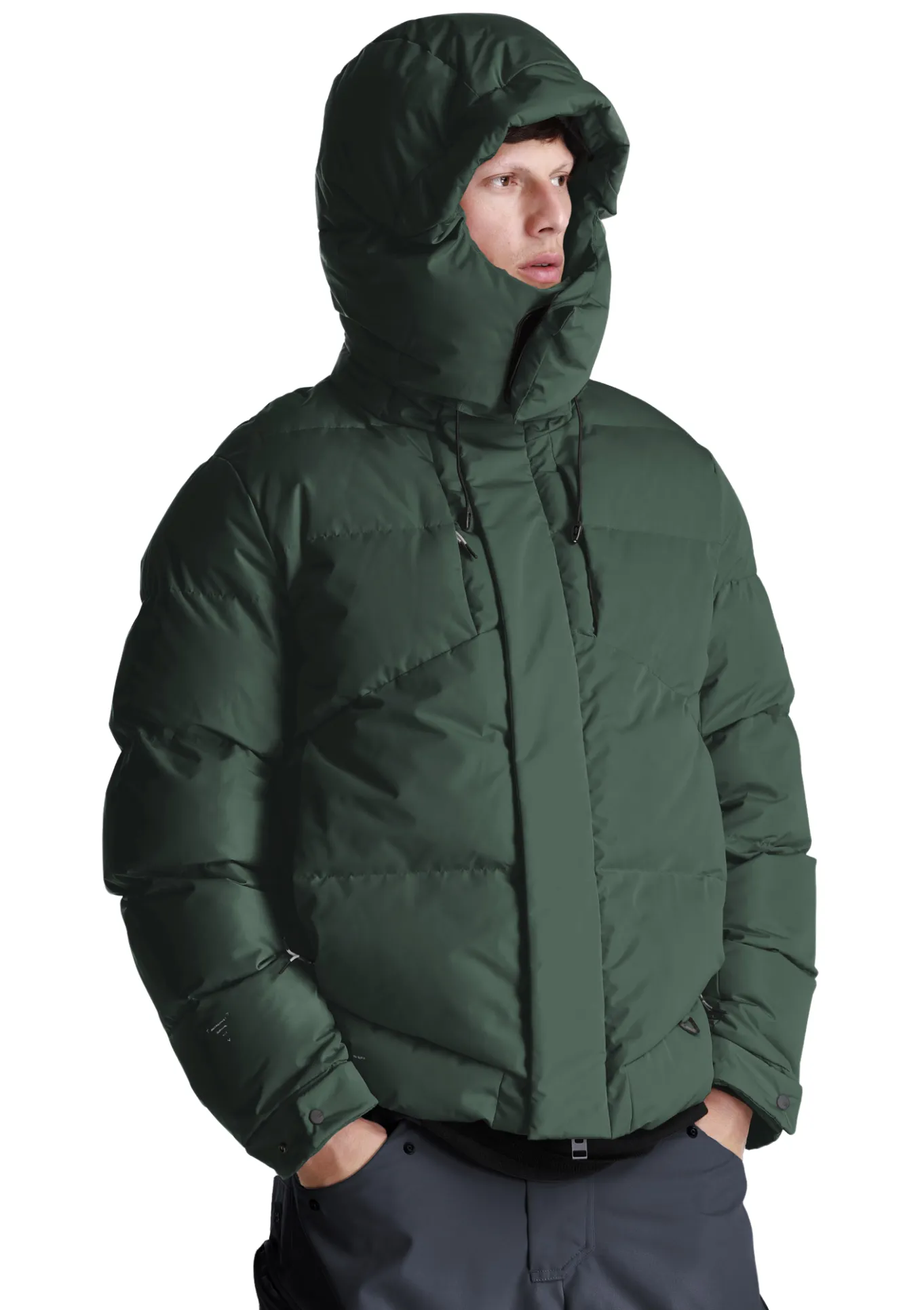 Krakatau Quilted Powder Touch Hip Length Coat (Matt Teal)