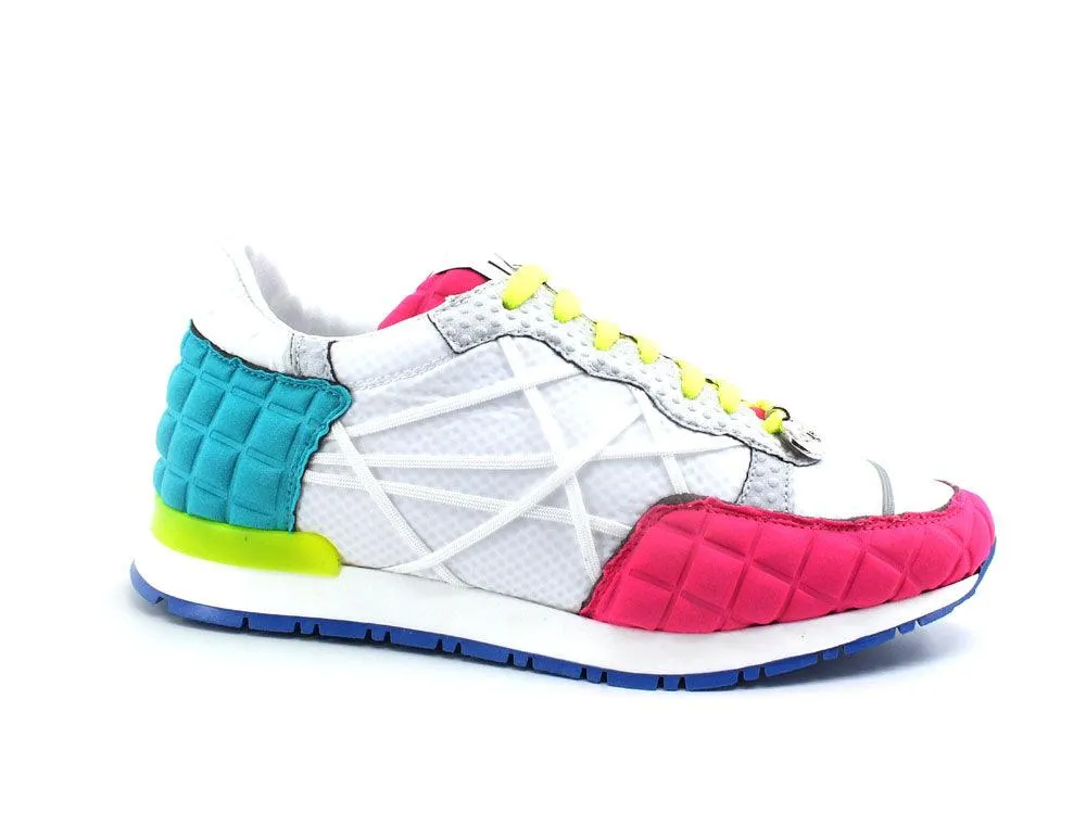 L4K3 Mr. Big Old School Sneaker Running Bianco Azzurro Rosa F05-OLD