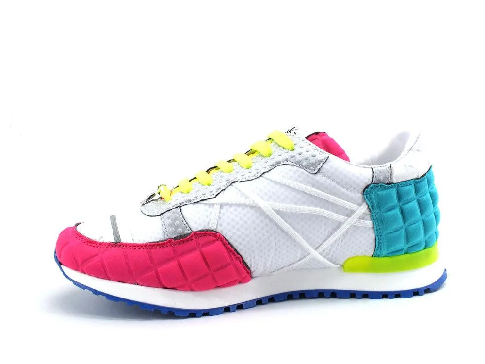 L4K3 Mr. Big Old School Sneaker Running Bianco Azzurro Rosa F05-OLD