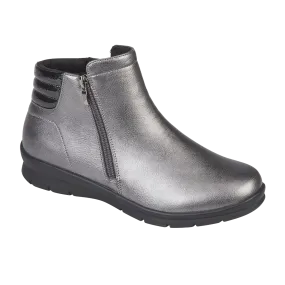 Ladies Shoetree Pewter Zip Ankle Boots ZENA Warm Lined