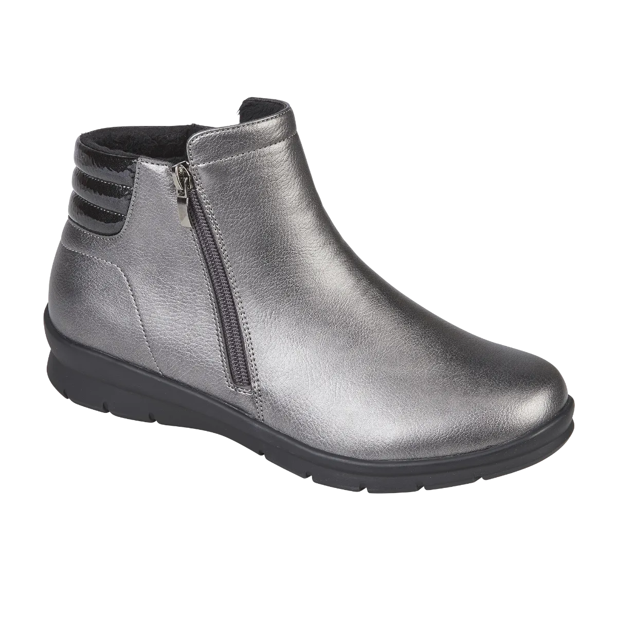 Ladies Shoetree Pewter Zip Ankle Boots ZENA Warm Lined