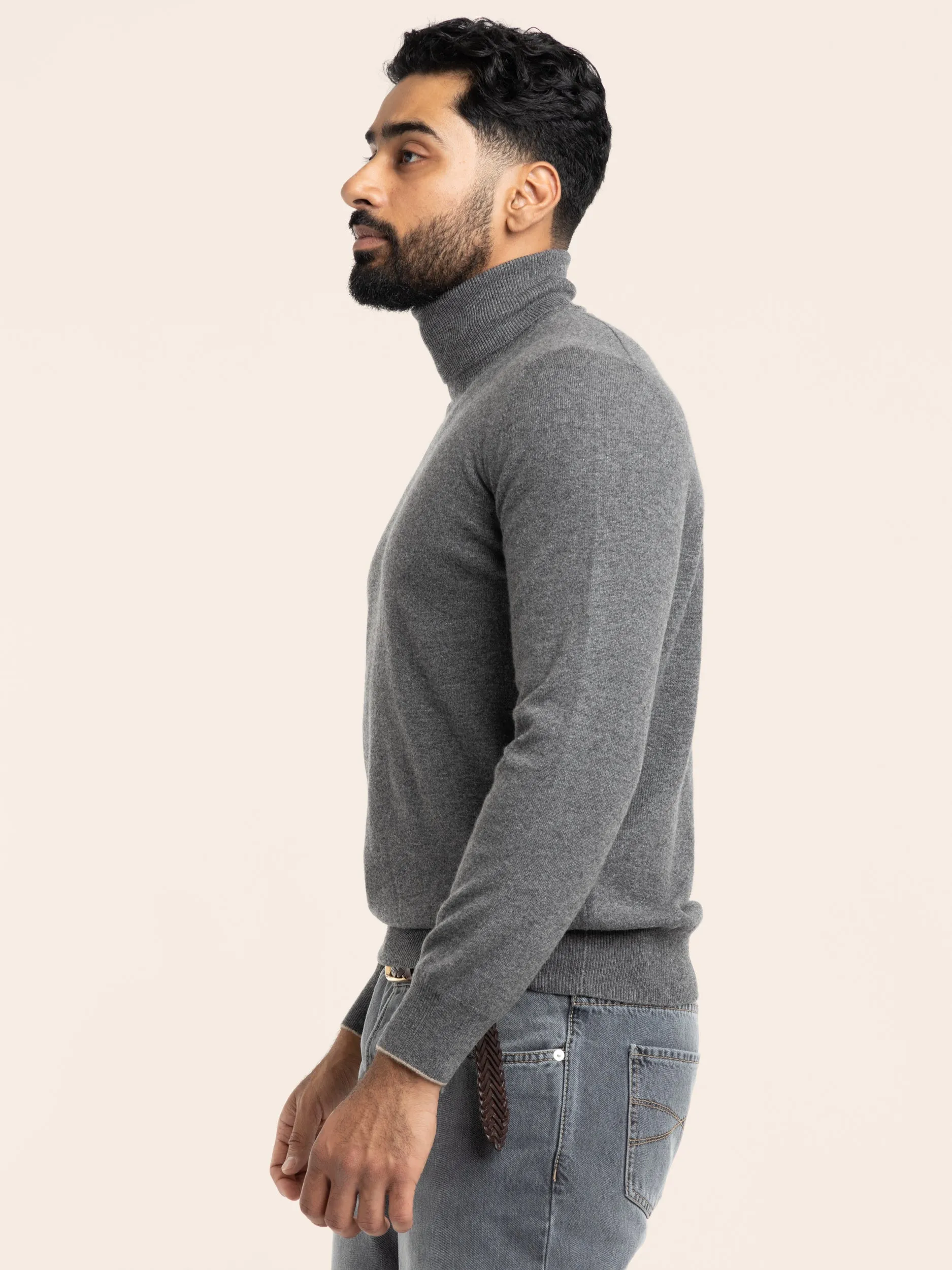 Light Grey Cashmere Rollneck Sweater