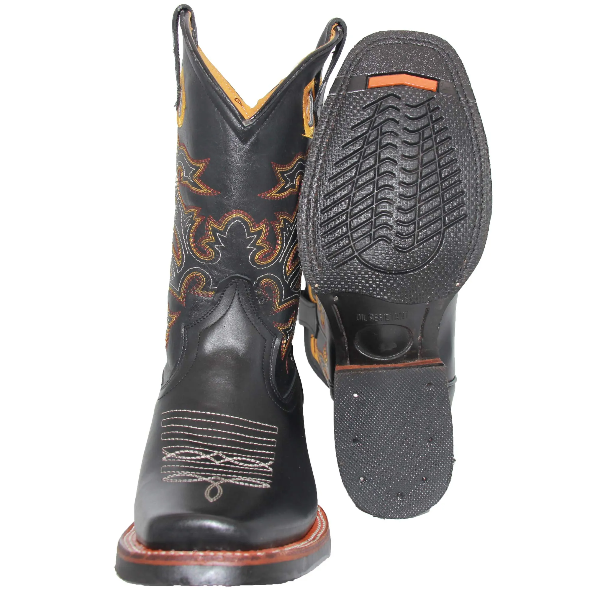 Mens Genuine Leather Square Toe Rodeo Cowboy Boot