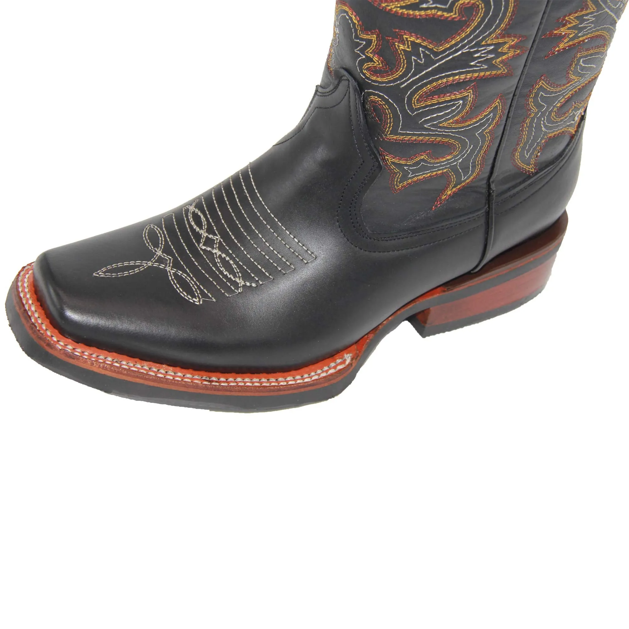 Mens Genuine Leather Square Toe Rodeo Cowboy Boot