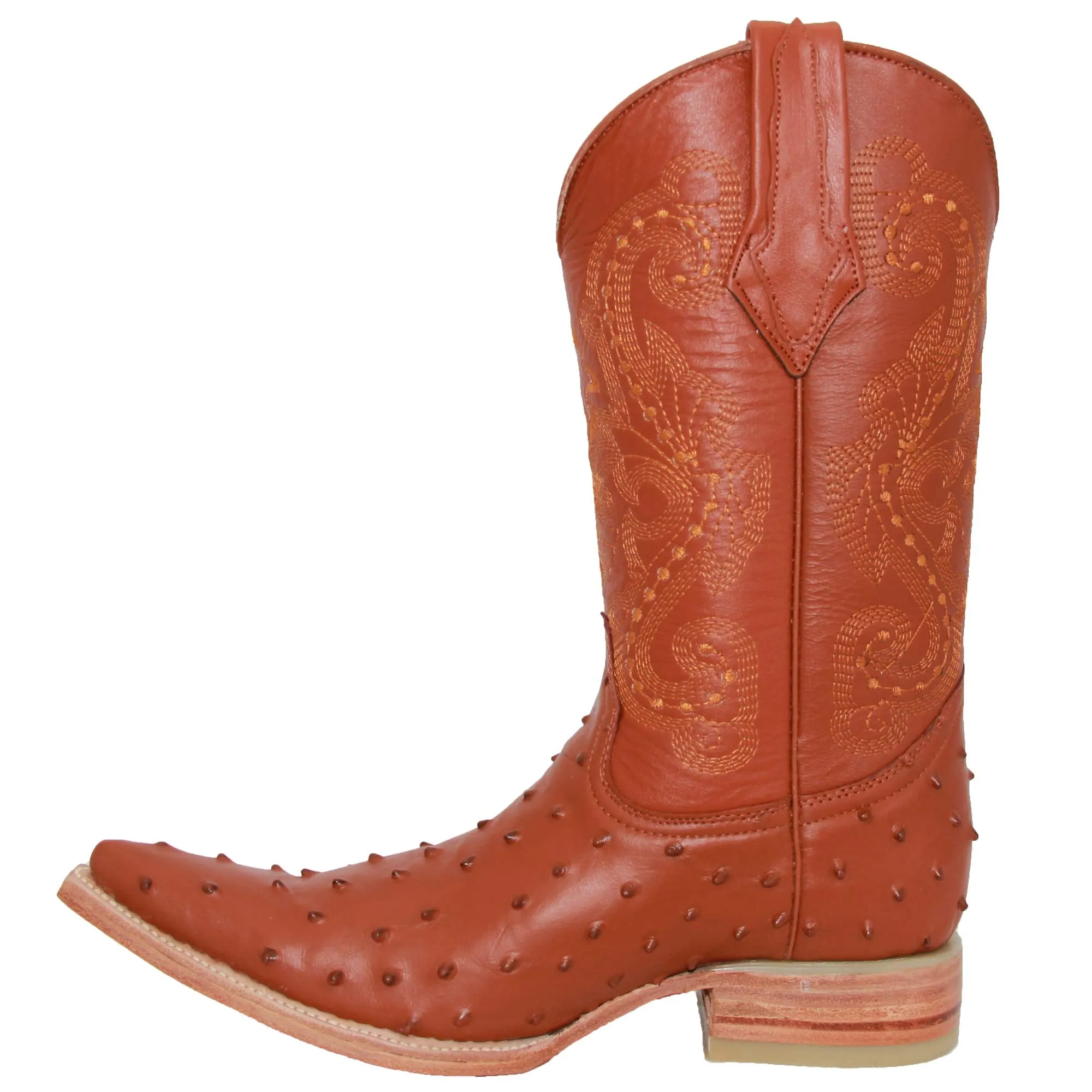 Men's Snip Toe Chihuahua Ostrich Print Cowboy Boot