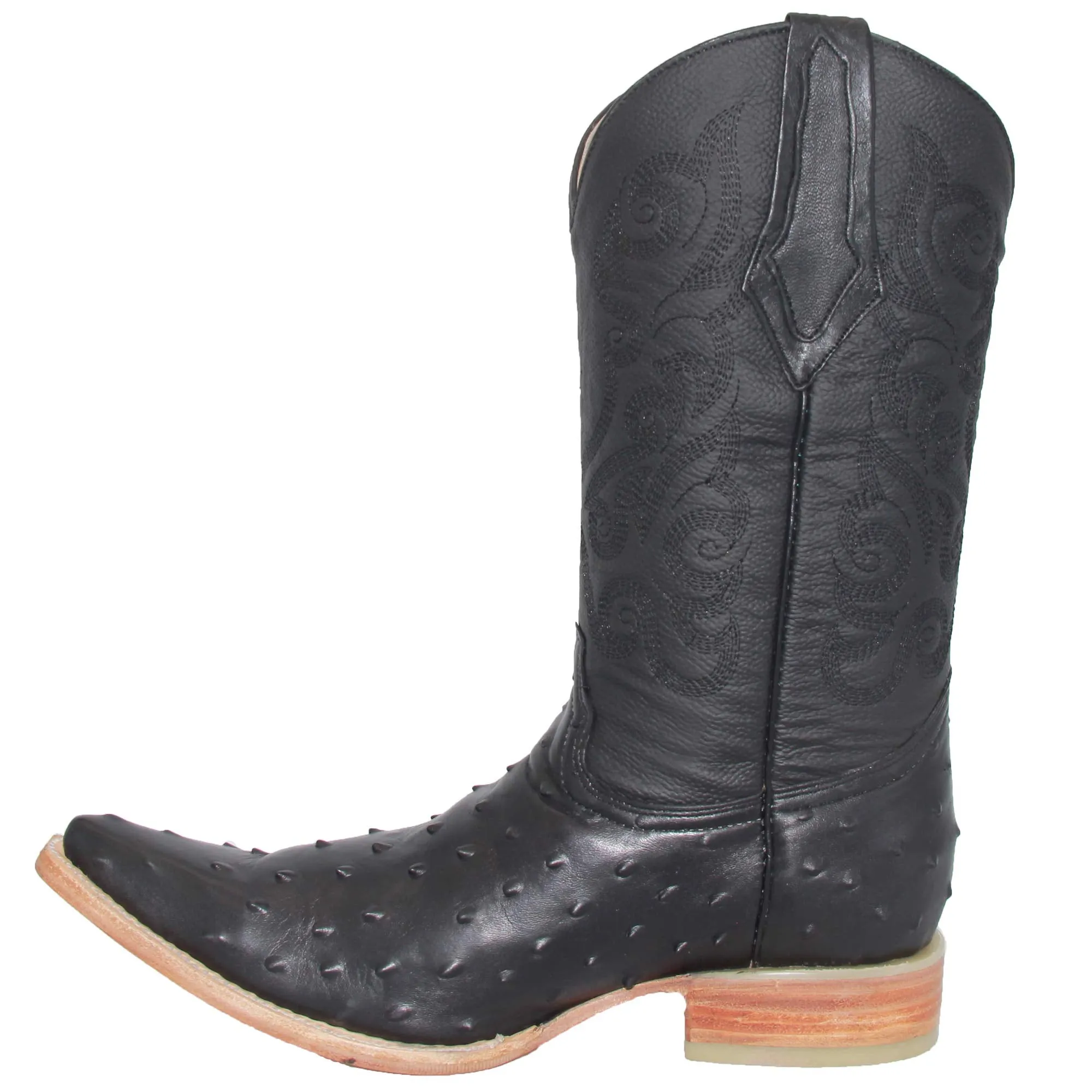 Men's Snip Toe Chihuahua Ostrich Print Cowboy Boot