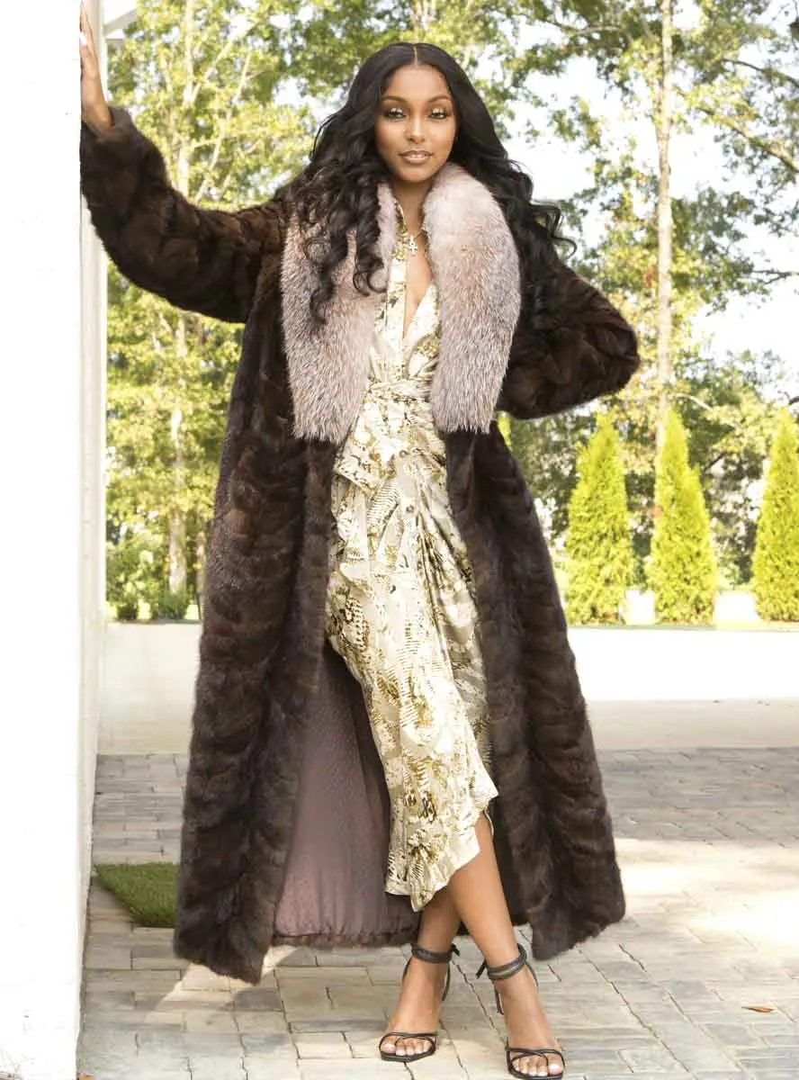 Mink Fur Coat with Fox Fur Collar