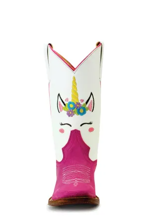 Miss Macie Bean Kids Girls White Glove Leather Unicorn Fashion Boots