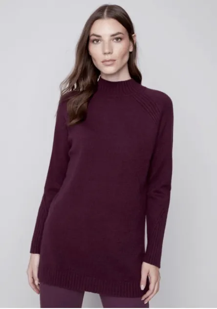 Mock Neck Raglan Sleeve Sweater