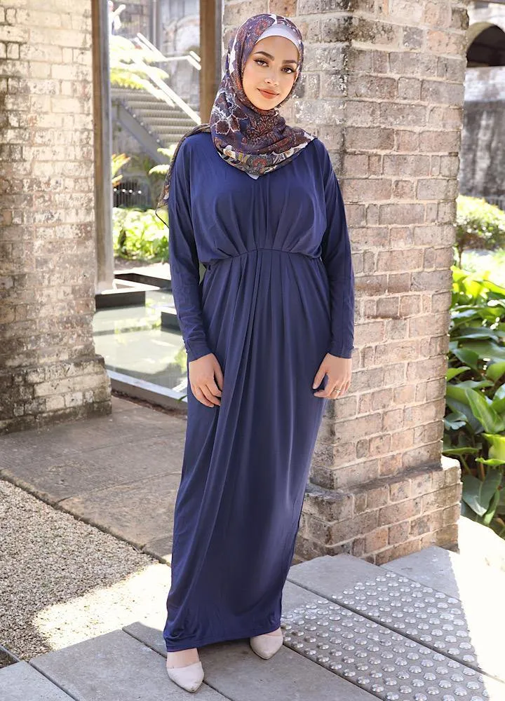 Navy Ruched Dress