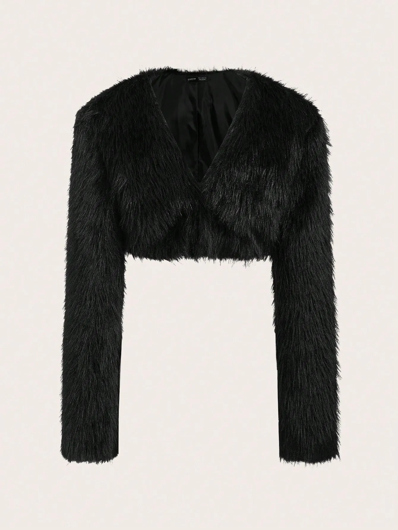 Open Front Fuzzy Crop Coat