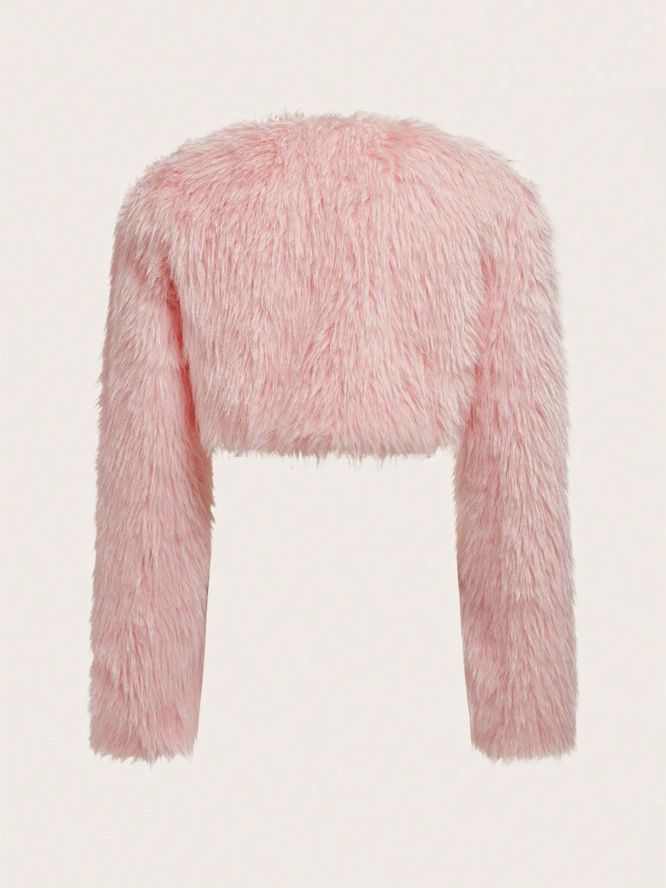 Open Front Fuzzy Crop Coat