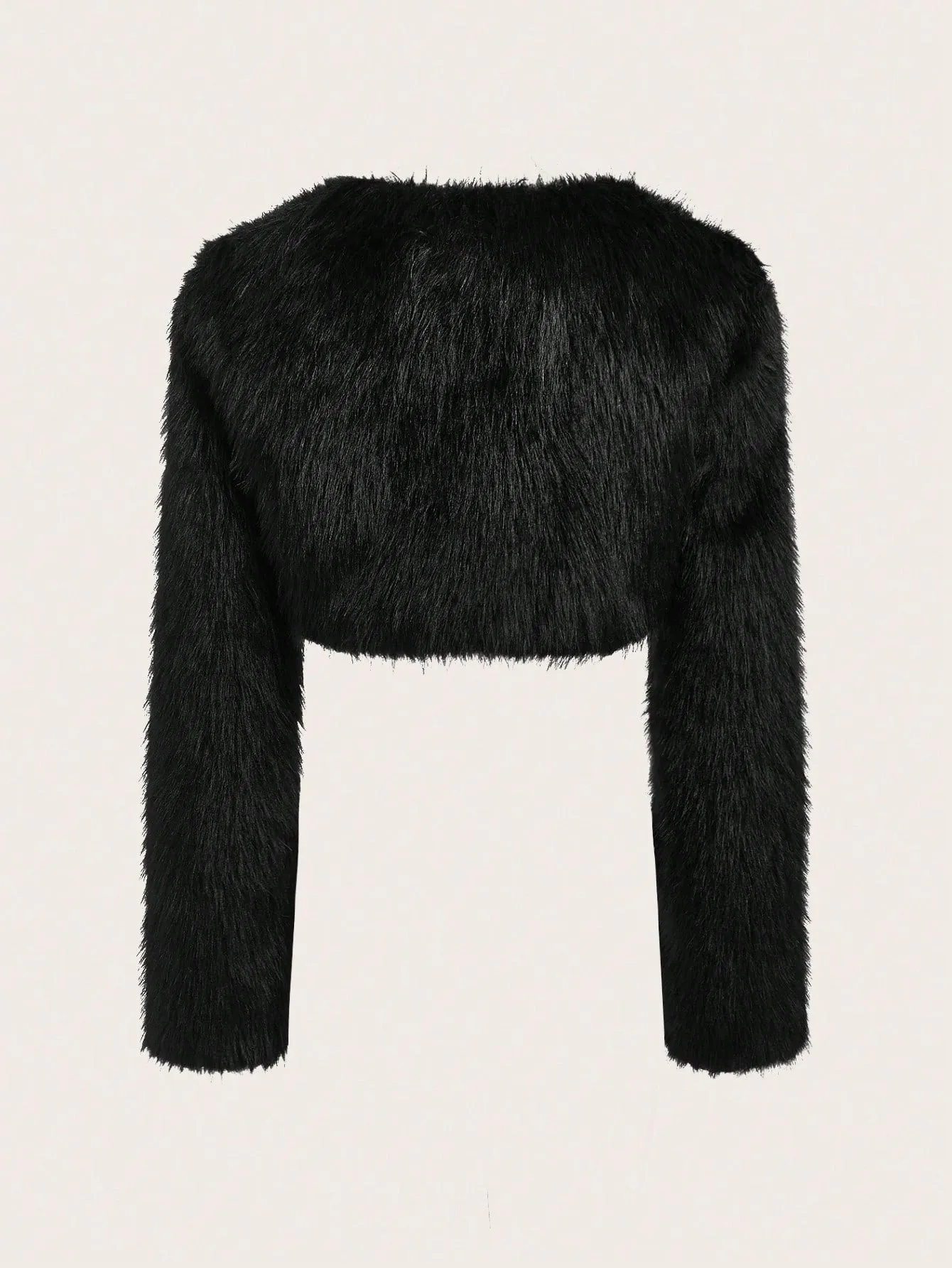 Open Front Fuzzy Crop Coat