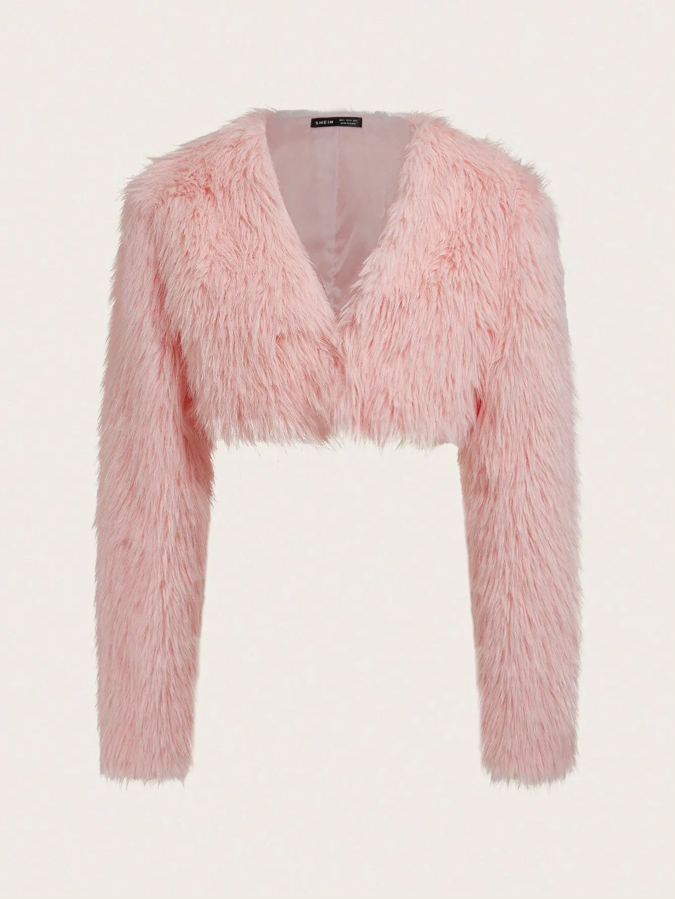 Open Front Fuzzy Crop Coat