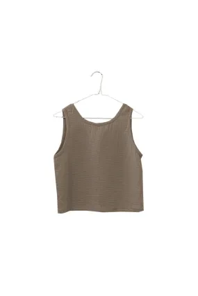 Organic Gauze Reversible Tank in Warm Taupe