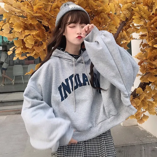 oversized Hoodies Women Thicker Letter Warm Pullover Coat Drawstring Harajuku Sweatshirt Pink Womens Korean New High Quality