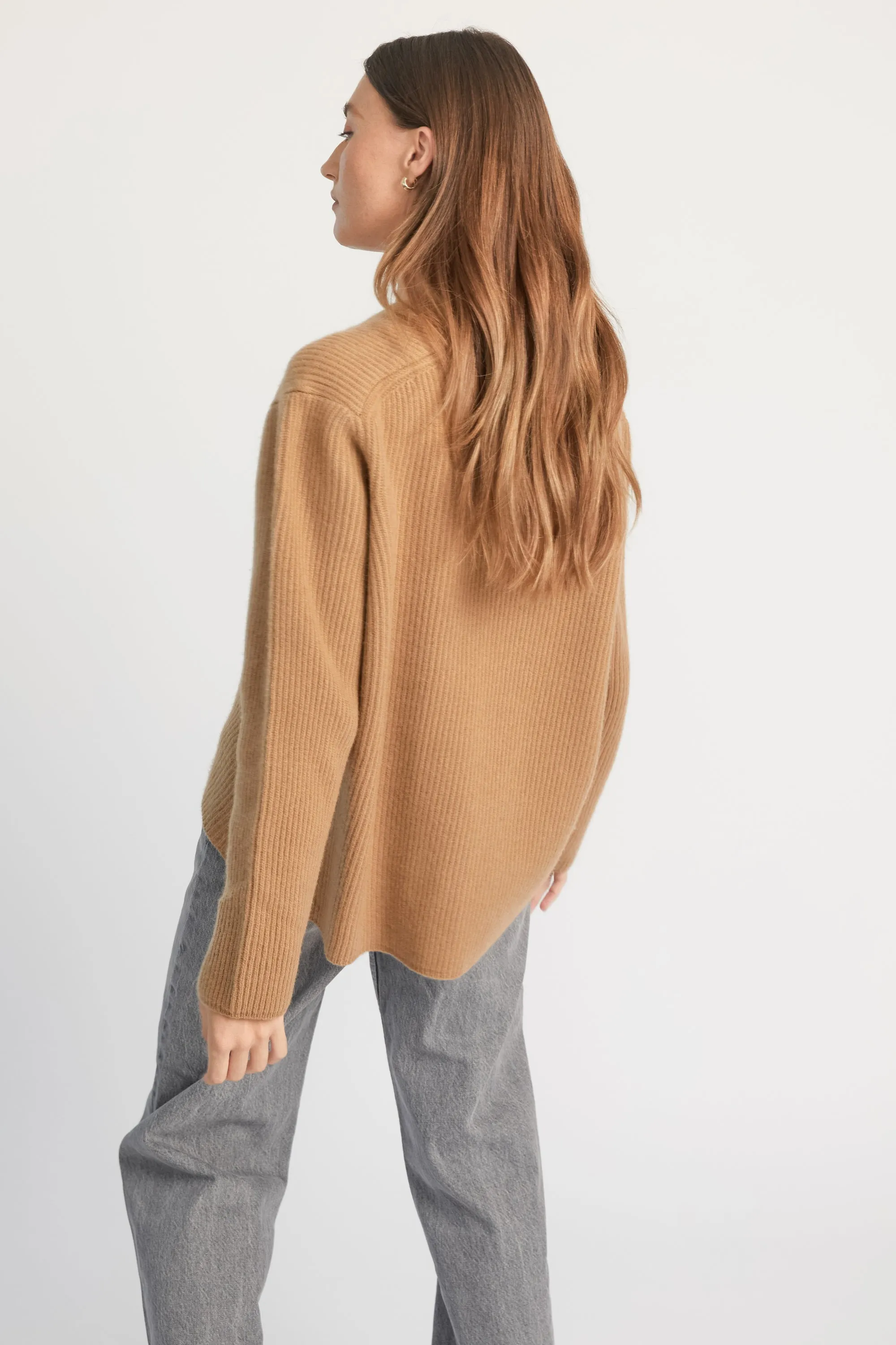 Oversized V Neck Ribbed Sweater