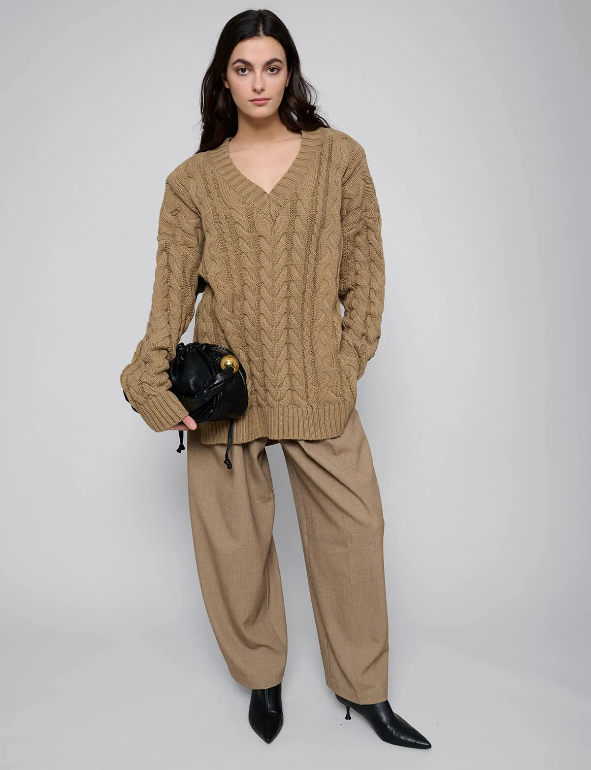 Padded Shoulder Oversized Sweater