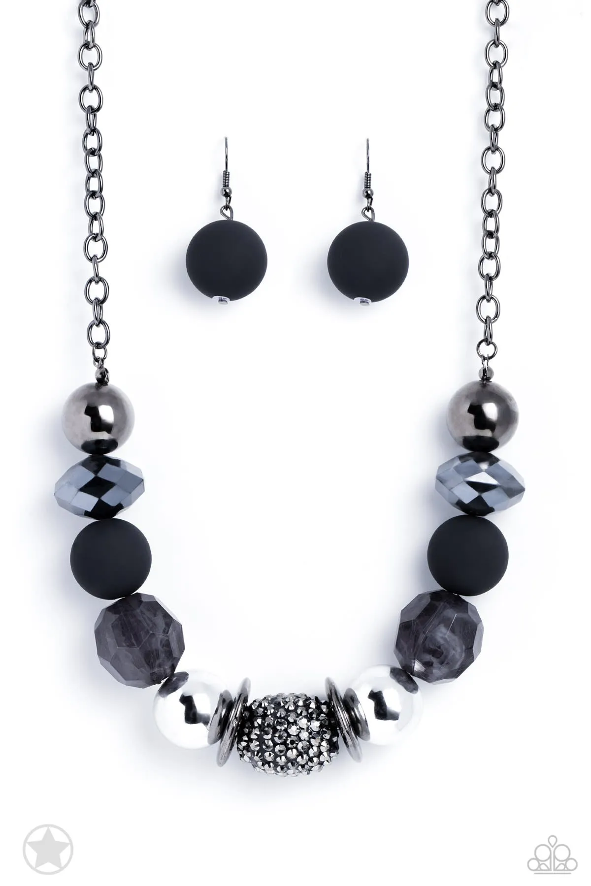 Paparazzi A Warm Welcome Black Necklace & Earring Set