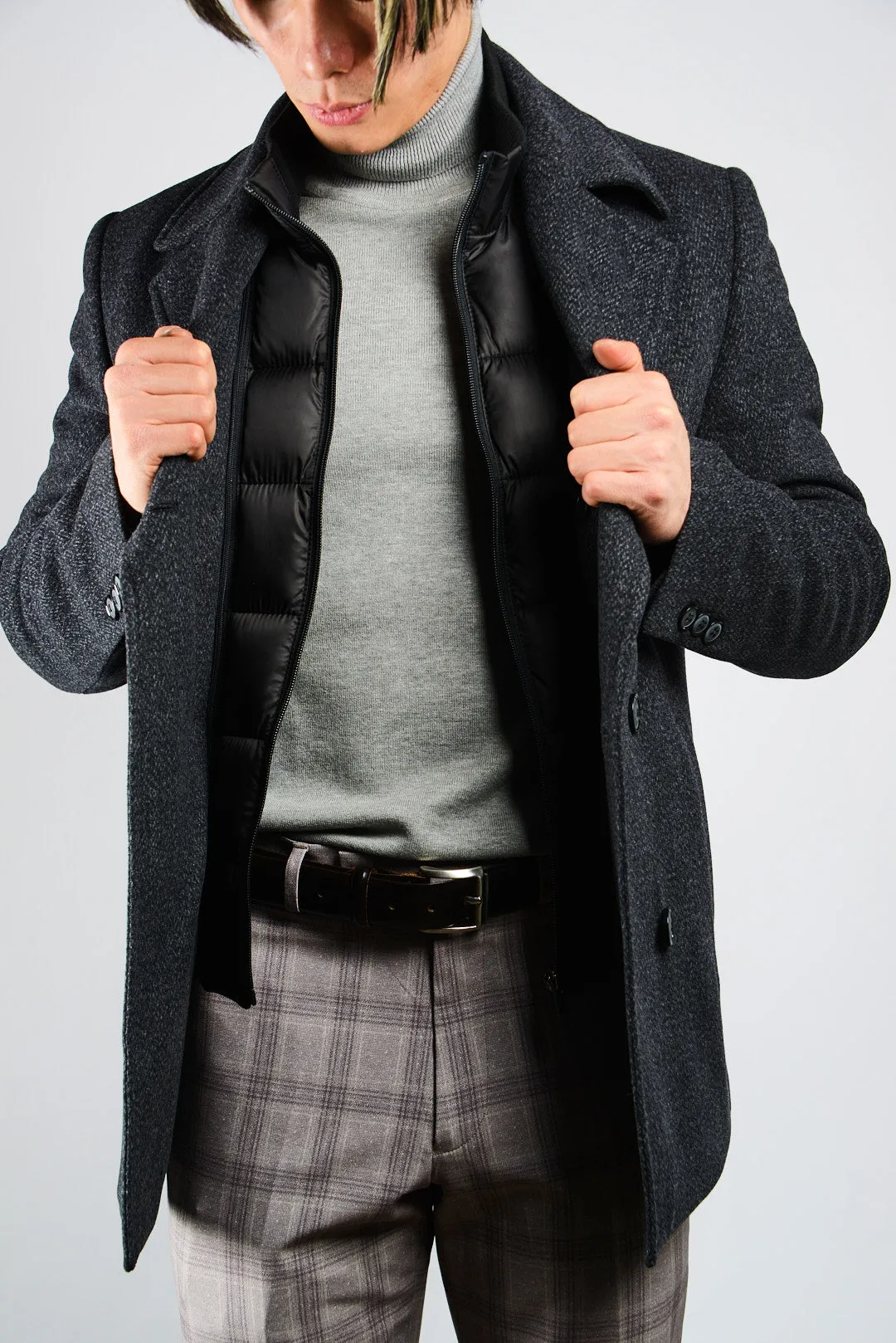 Preston Heathered Tonal Stripe DB Coat