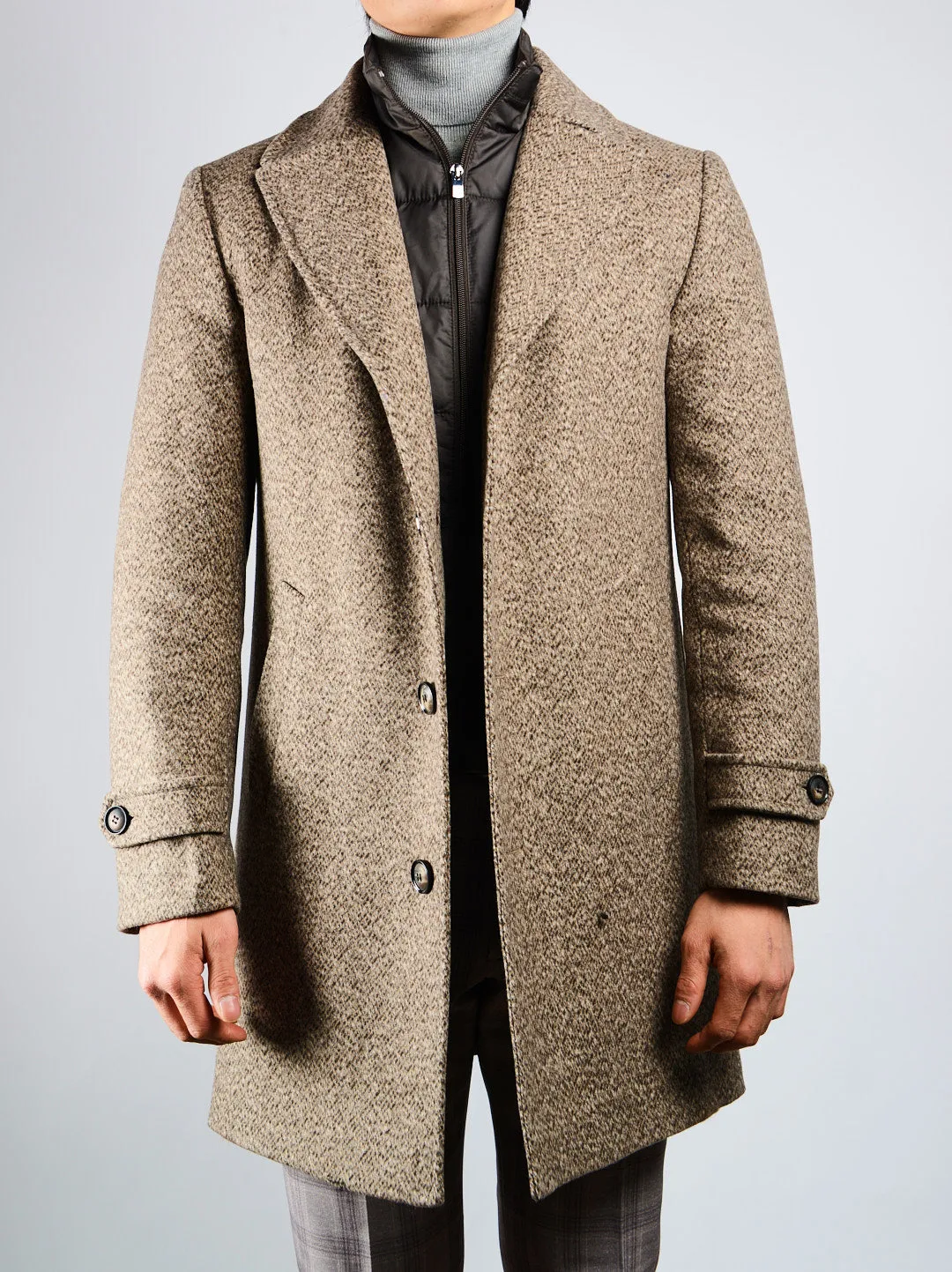 Preston Horizontal Stripe Tweed Coat