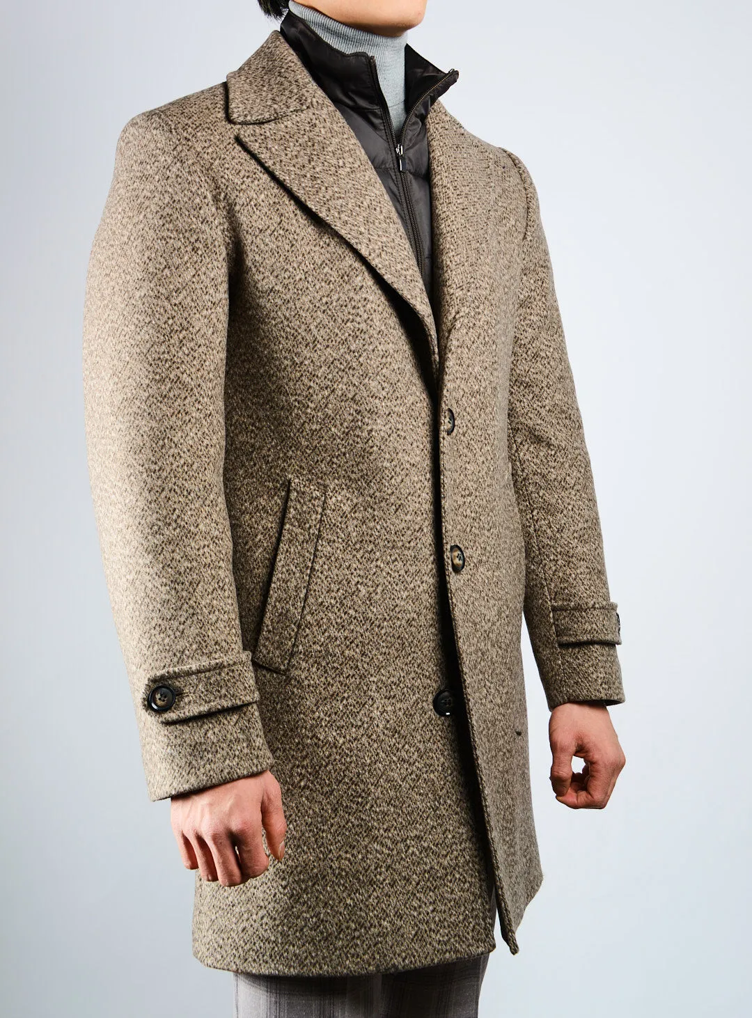 Preston Horizontal Stripe Tweed Coat