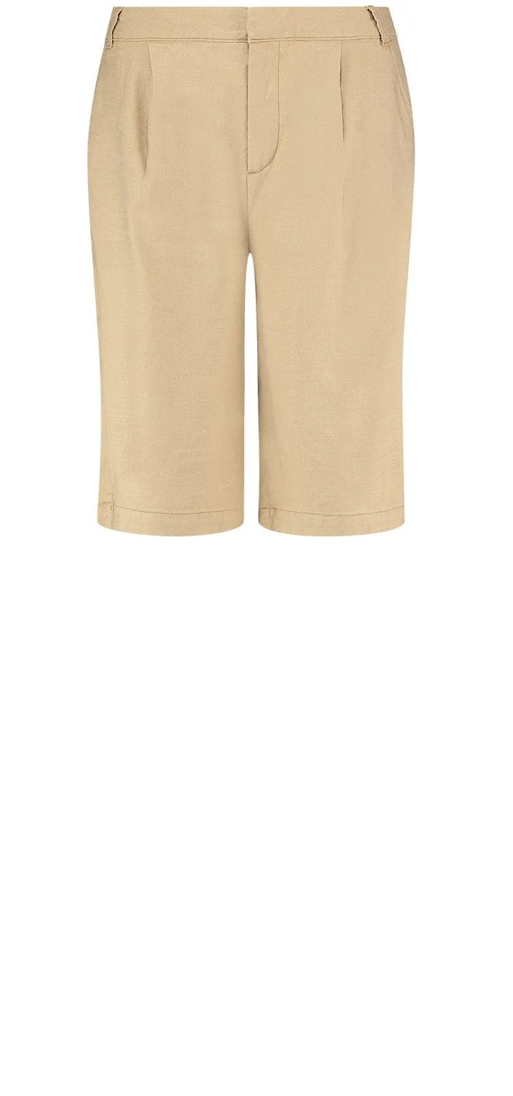 Relaxed Bermuda Short Beige Stretch Linnen | Warm Sand