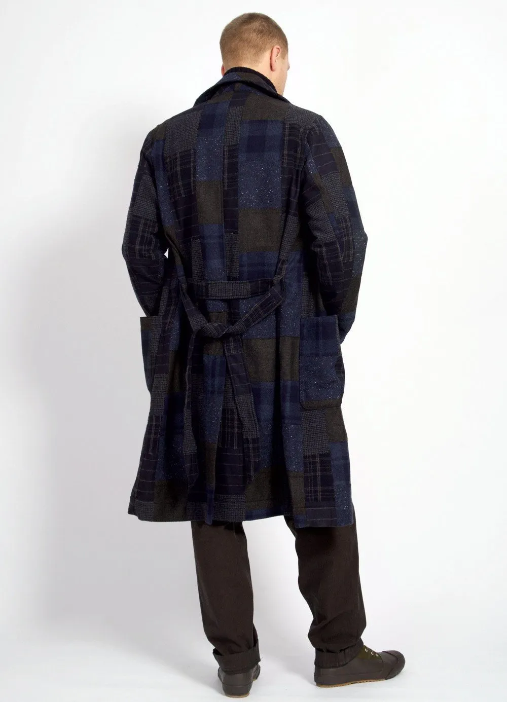 ROB | Long Shawl Collar Coat | Patchwork