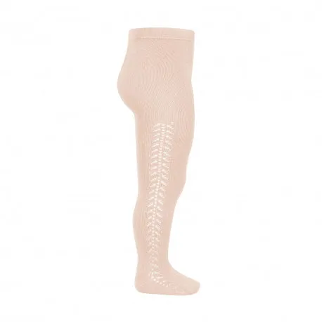 Side openwork warm tights NUDE