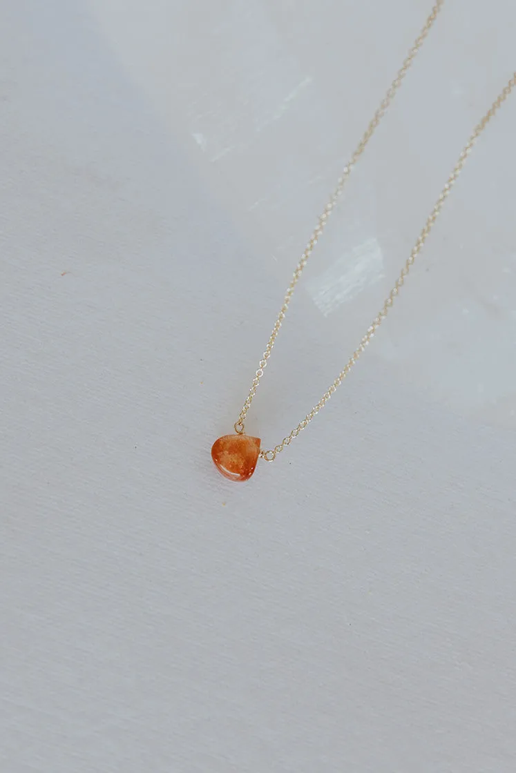 Single Stone Necklace - Warm Tones