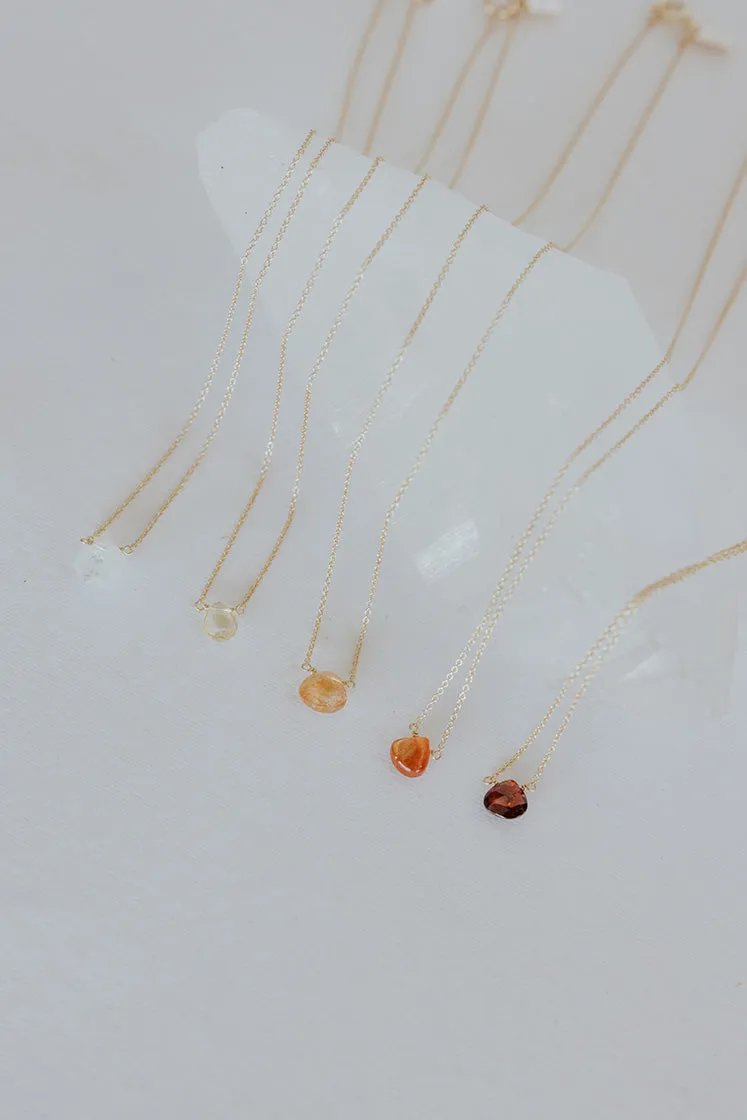 Single Stone Necklace - Warm Tones