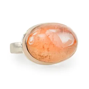 Smooth Oval Warm Peach Tourmaline Ring