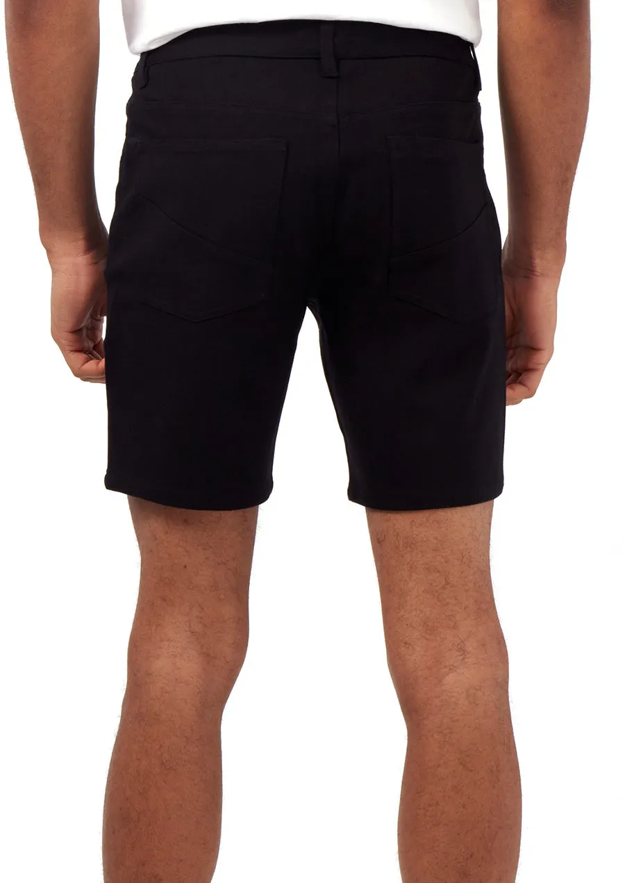 Solid Slub Knit Fleece Short (Black)