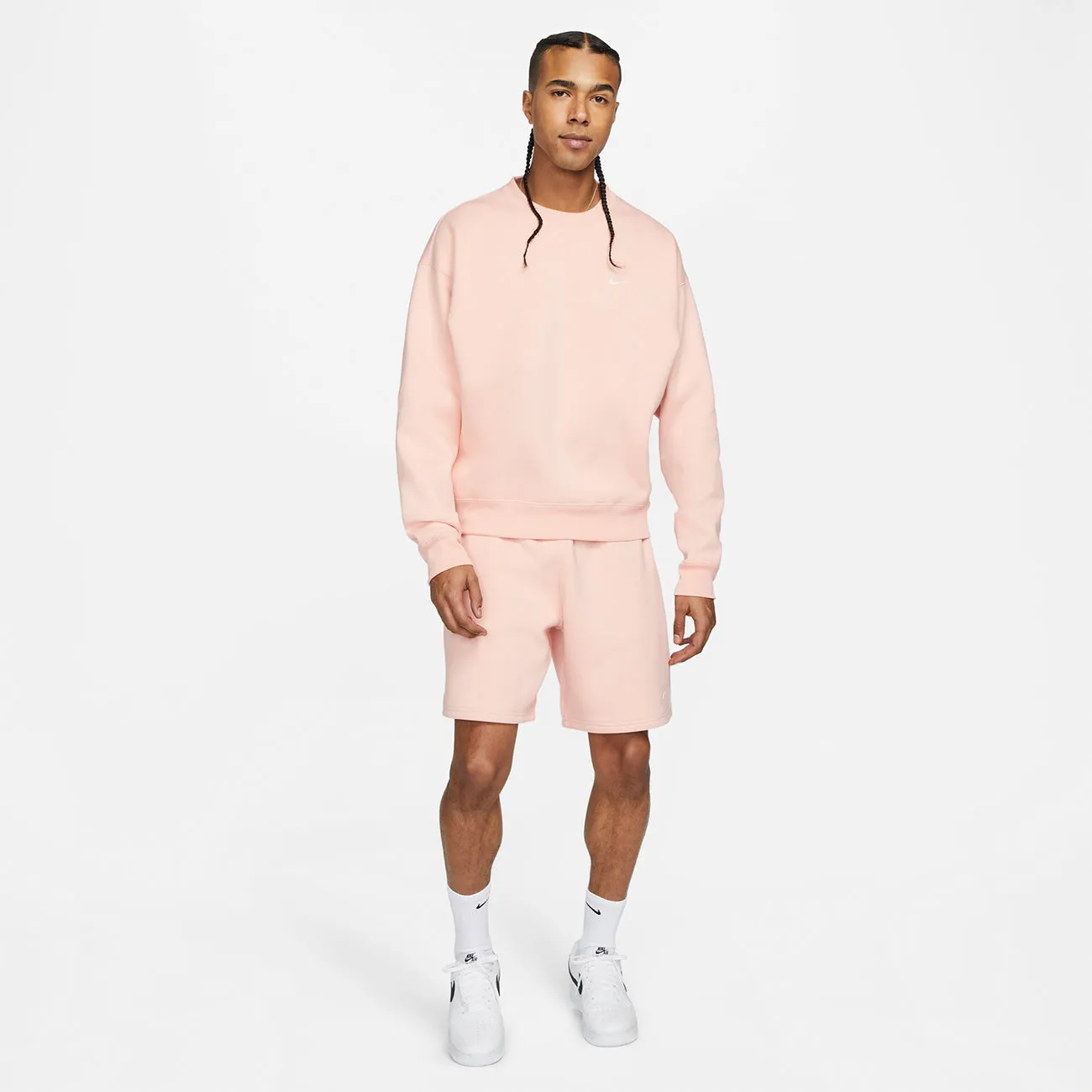 SOLOSWOOSH FLEECE SHORT BLEACHED CORAL WHITE