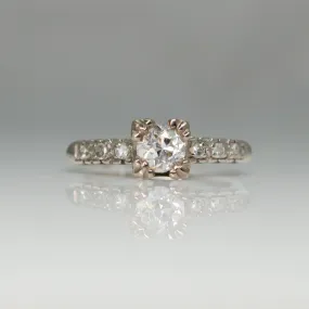 Square Set Old Cut Diamond Solitaire Ring