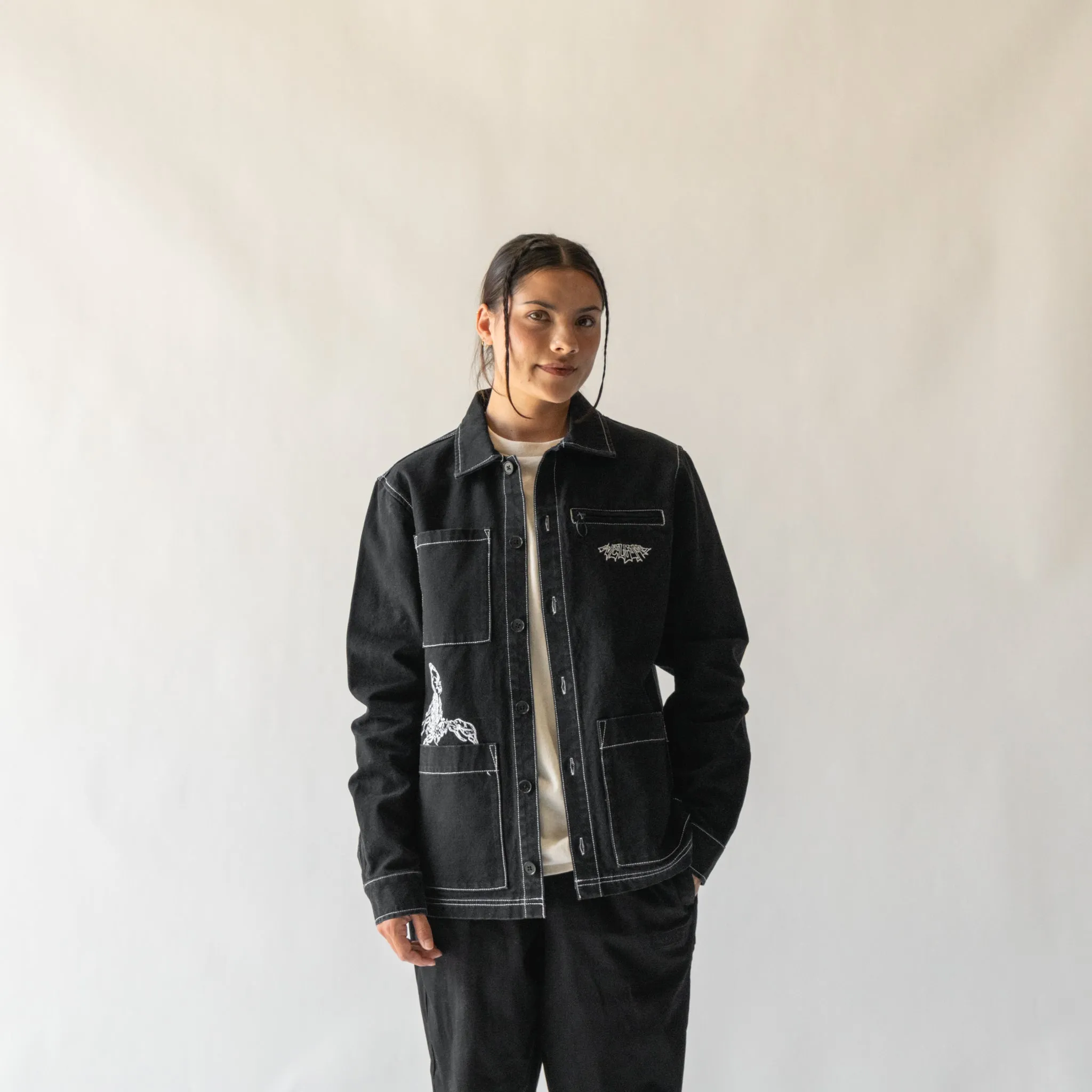 Stowaway Garment-Dyed Canvas Chore Coat - Black