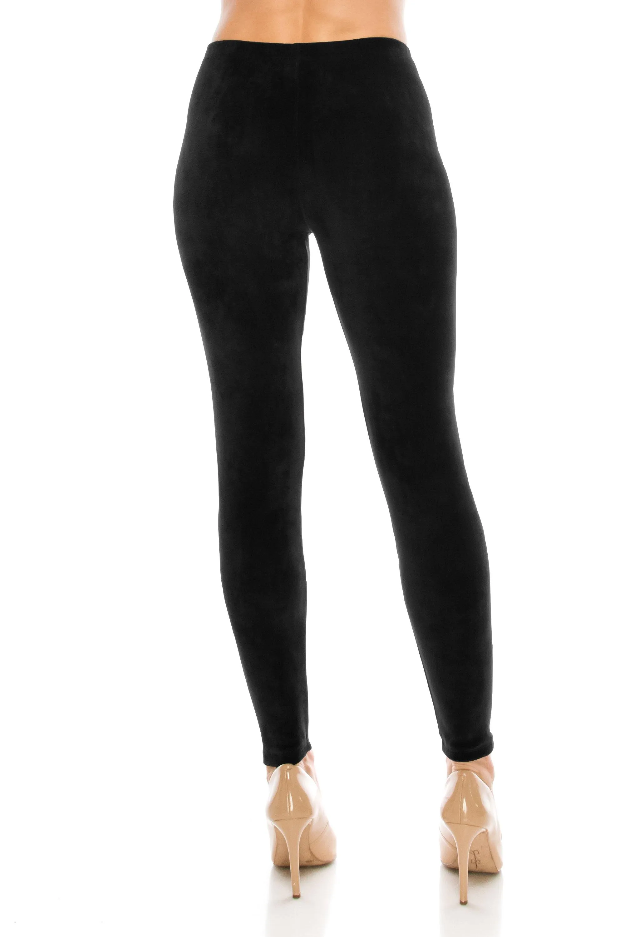 Stretch Velvet Leggings - Warm Winter Solid Basic Leggings