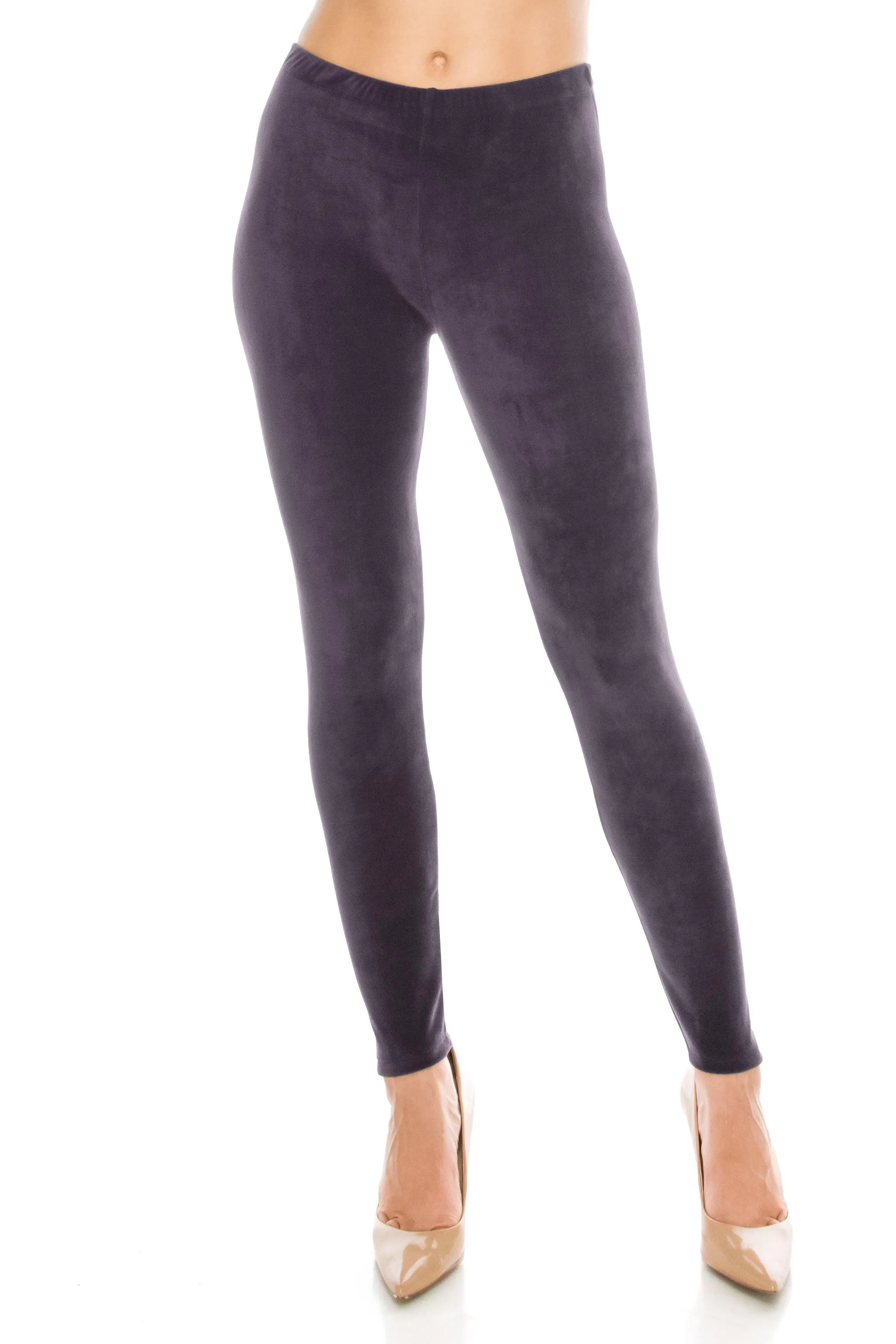 Stretch Velvet Leggings - Warm Winter Solid Basic Leggings