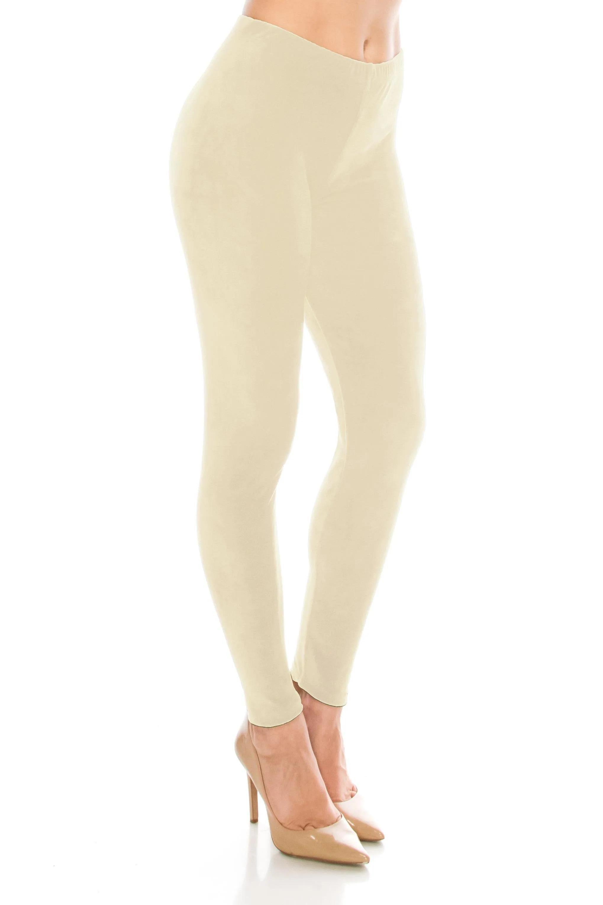 Stretch Velvet Leggings - Warm Winter Solid Basic Leggings